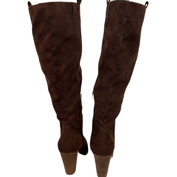 Charles by Charles David Skyler Brown Vegan Suede Stacked Heel Tall Knee Boots 9 - Picture 3 of 7